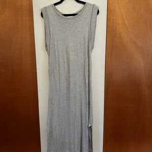Vince cotton gray sleeveless dress with open back and cinch tie